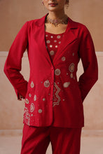 Maroon Embroidered Blazer Co-Ord Set
