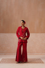 Maroon Embroidered Blazer Co-Ord Set