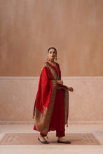 Red Embroidered Kalidar Kurta Set