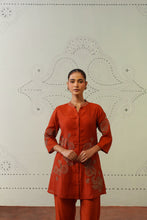 Rust Mexico Silk Embroidered Co-Ord Set
