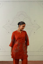 Rust Mexico Silk Embroidered Co-Ord Set