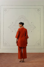 Rust Mexico Silk Embroidered Co-Ord Set