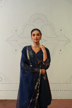 Navy Blue Leaf Embroidered Kurta Set