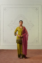 Olive Green Embroidered Farshi Kurta set