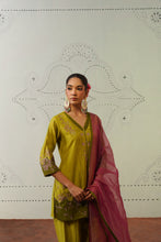 Olive Green Embroidered Farshi Kurta set