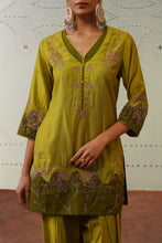 Olive Green Embroidered Farshi Kurta set