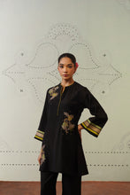 Black Roman Silk Embroidered Co-Ord Set