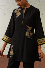 Black Roman Silk Embroidered Co-Ord Set