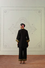 Black Roman Silk Embroidered Co-Ord Set