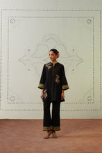 Black Roman Silk Embroidered Co-Ord Set