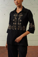 Black Embroidered Shirt Co-ord Set