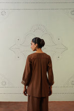 Brown Floral Embroidered Co-Ord Set