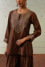 Brown Floral Embroidered Co-Ord Set
