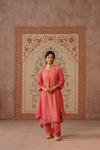 Coral Pink Gold Butti Straight Kurta Set