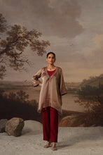 Bronze Shimmer Tunic Set with Maroon Inner & Straight Pants