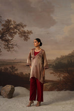 Bronze Shimmer Tunic Set with Maroon Inner & Straight Pants