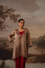 Bronze Shimmer Tunic Set with Maroon Inner & Straight Pants