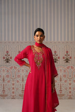 Raspberry Pink Embroidered Anarkali Kurta Set with Pockets