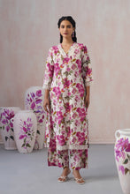 Magenta Pink Floral Co-ord Set with elegant white Lace work