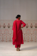 Raspberry Pink Embroidered Anarkali Kurta Set with Pockets