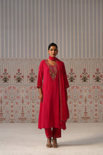 Raspberry Pink Embroidered Anarkali Kurta Set with Pockets