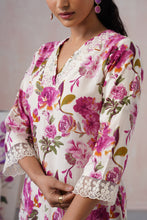 Magenta Pink Floral Co-ord Set with elegant white Lace work
