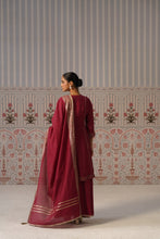 Wine Embroidered Anarkali Palazzo Set