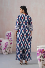 Elegant Long Co-ord Set with White Ikat Print