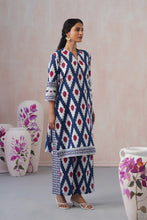 Elegant Long Co-ord Set with White Ikat Print