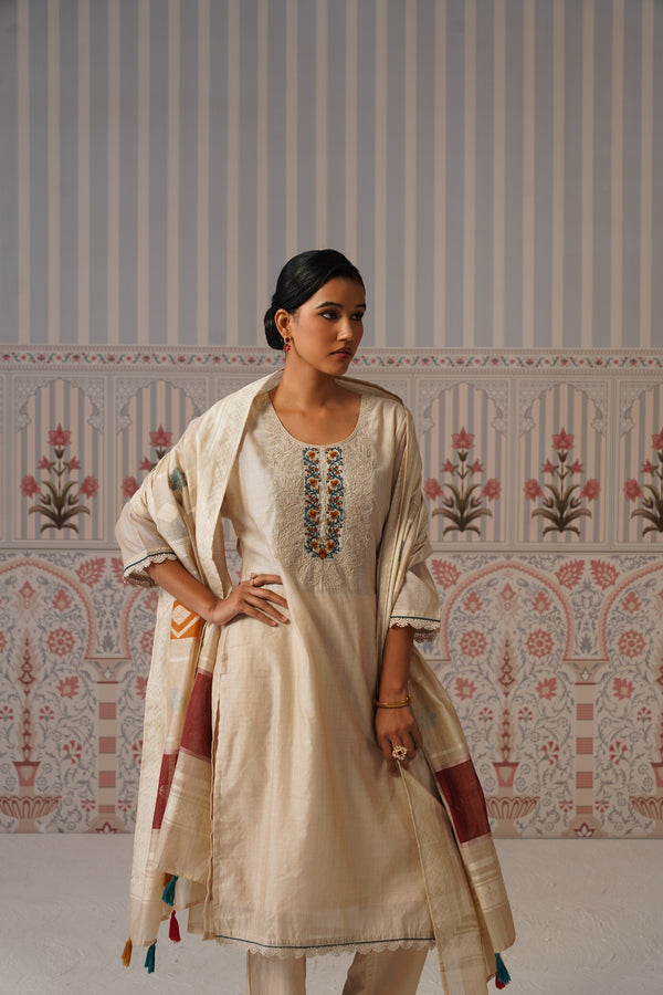 Embroidered Cotton Kurta Set