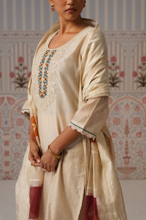 Embroidered Cotton Kurta Set