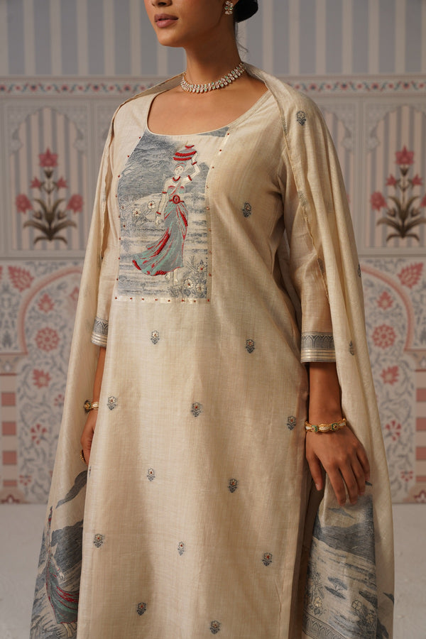 Printed Embroidered Kurta Set