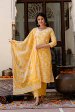 Yellow Floral Printed Kurta Set