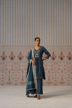 Navy Blue Embroidered Anarkali Kurta Set