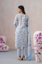 White & Blue 3Pcs Kurta Set