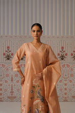 Peach Floral Peacock Printed Kurta Set
