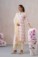 White & Yellow Straight 3Pcs Kurta Set