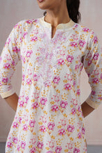 White & Yellow Straight 3Pcs Kurta Set