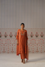 Rust Orange Embroidered Cotton Kurta Set