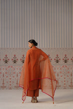 Rust Orange Embroidered Cotton Kurta Set