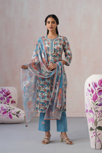 Turquoise Floral Printed Kurta Set