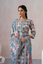 Turquoise Floral Printed Kurta Set