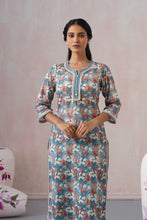 Turquoise Floral Printed Kurta Set