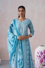 Blue Floral 3Pcs Kurta Set