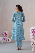 Blue Floral 3Pcs Kurta Set