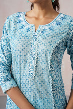 Blue Floral 3Pcs Kurta Set