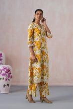 Long Floral Co-ord Set with Delicate White Lace Work