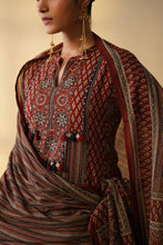 Elegant Ajrakh 3Pcs Suit with Wide Pants