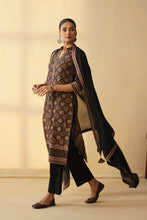 Black Ajrakh Print 3Pcs Kurta Set