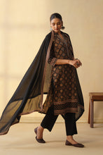 Black Ajrakh Print 3Pcs Kurta Set